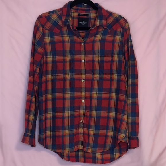 American Eagle Outfitters Tops - 🌟American Eagle Boyfriend Fit Plaid Flannel